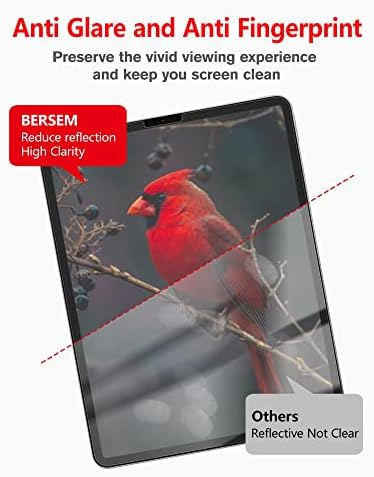 מגן מסך הזכוכית של Bersem נייר תואם ל- iPad Pro 12.9 אינץ ', iPad Pro 12.9 דור 6/5 / 4/3, [זכוכית מחוסמת] [ערכת EZ] [יישור אוטומטי]